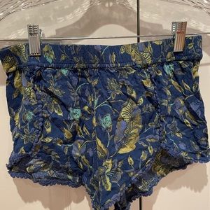 Blue and green floral shorts